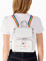 Kate Spade Darcy White Leather Flap Backpack K7292 Rainbow Pride NWT $359 Y - £102.05 GBP