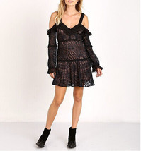 FOR LOVE &amp; LEMONS Mujeres Mini Vestido Bridget Cordón Negro Talla S - $103.31