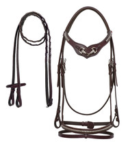 English Mahogany Padded Leather Tack All-Purpose Jumping Bridle 803449MG - £52.58 GBP+