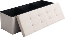 Storage Ottoman Bench With Foldable Seat And Footrest, 166L, Beige From ... - £59.12 GBP