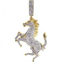 2.50 Ct Round Cut Diamond Cluster Horse Pendant 14K Yellow Gold Plated  - £157.37 GBP
