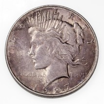 1927-D $1 Silver Peace Dollar in AU Condition, Nice Luster, Gray Toning - £138.81 GBP