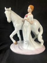 Antique porcelain large figurine . Lady with horse. Marked bottom - £106.66 GBP