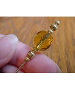 U-252 12mm amber colored glass bead + gold tone hatpin Pin hat pins JEWELRY - $193.83 MXN
