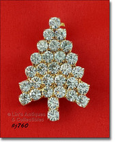 Signed Eisenberg Ice Clear Rhinestones Christmas Tree Pin (#J760) - £71.94 GBP