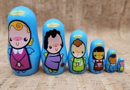 Matrushka Angelic Kids Nesting Dolls Set 6 pcs Toys for Kids Blue 3.25&quot;  Plastic - £23.86 GBP