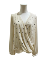 MM Couture Beaded Chiffon Double Breasted Faux Wrap Ivory Blose XS S M N... - $31.20+