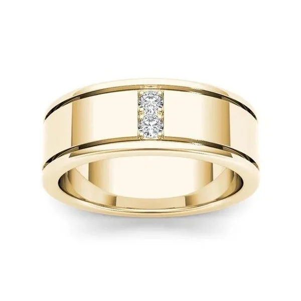 14K Yellow Gold FL Diamond Ring for Men Women Classic Anillos De Bizuteria 14K G - £21.38 GBP