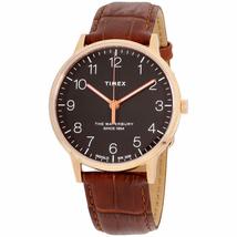 Timex Men&#39;s Waterbury Classic 40mm Watch  Rose Gold-Tone &amp; Black with Brown Cro - £149.57 GBP