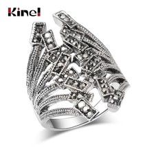 Free Shippin Gray CZ Zircon Rings Vintage Jewelry Fashion Antique Silver Color M - £6.64 GBP
