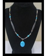 Faux Turquoise Beaded Necklace Boho Style 17&quot; N027 - $27.12 CAD