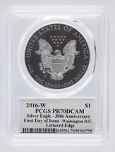 2016-W Silver Eagle $1 PCGS PR 70 DCAM John Mercanti FDOI Washington DC Lettered - £404.63 GBP