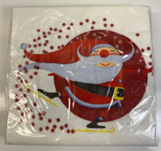 Vintage Holiday On Ice 20 Christmas Santa Ice Skating Paper Napkins NEW - £8.69 GBP