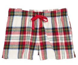 Old Navy Womens XXL Flannel Boxer Pajama Short White Tartan Plaid Christ... - £10.80 GBP