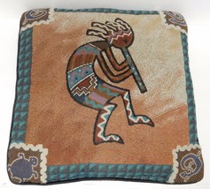 KOKOPELLI Flute Player Throw Toss Pillow Dance Tapestry Native Southwest 15&quot; - £31.91 GBP