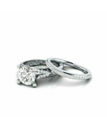 Round Cut 2.55Ct White Moissanite Bridal Ring Set Solid 14K White Gold i... - £262.67 GBP