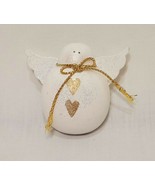 Snowman Angel Hearts Wooden Brooch Pin 2&quot;  White Gold Color Christmas Wi... - £8.62 GBP
