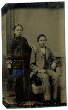 CIRCA 1860&#39;S 1/6 Plate TINTYPE Boy &amp; Girl Brother &amp; Sister Posing in Studio - £13.04 GBP