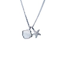 925 Sterling Silver Mother Pearl Bethlehem Star  Shell Pendant Chain Necklace - £31.17 GBP