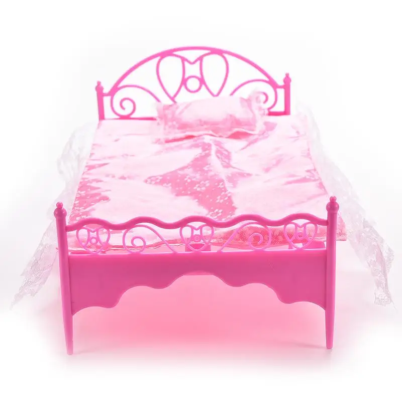 3pcs For Girls Doll Accessories Birthday Gift Dolls For Girls Pink Toys Lace Bed - £8.37 GBP