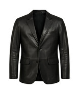 Stylish Blazer Leather Handmade Formal Soft Men&#39;s Black Genuine Lambskin... - $178.48 CAD+