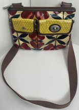 Fossil Keyper Yellow White Red Laminated Canvas Crossbody Purse Bag Hand... - $16.82