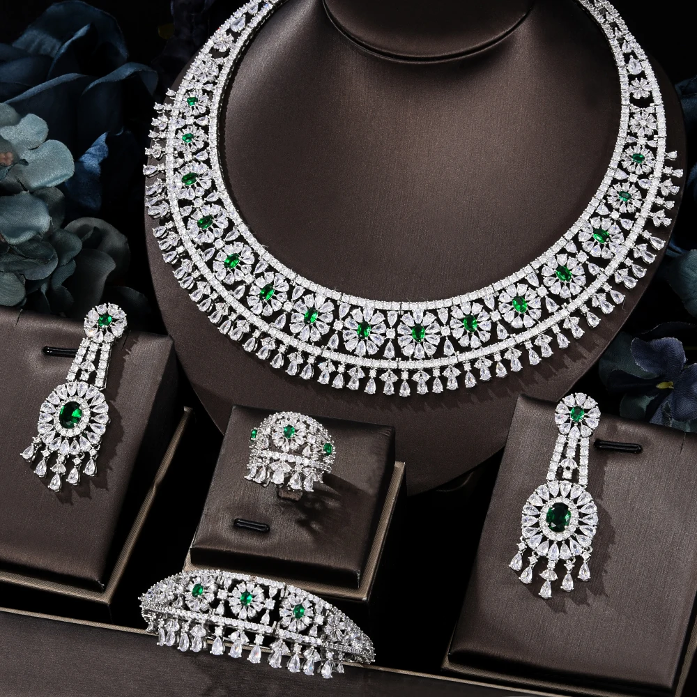 New Flowers 4Pcs African Jewelry Sets for Women Wedding Luxury Naija Dub... - $274.50