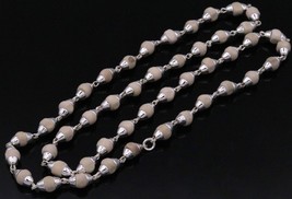 925 Solid Silver Basil Rosary Beads Tulsi Mala 24 Inches Necklace Chain Positive - £39.56 GBP