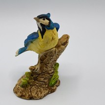 Blue Jay Figurine Ceramic Bird Statue Japanese Painted Ornament Vintage - £19.38 GBP