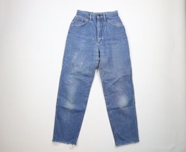 Vintage 90s Lee Womens 10 Thrashed Cut Off Pleated Straight Leg Denim Jeans USA - £31.71 GBP