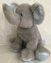 Baby Gund Gray &amp; Blue Plush Elephant Chime Rattle Lovey Toy Stitched 10” Emmet - £12.67 GBP