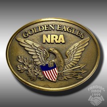 Vintage Belt Buckle NRA Golden Eagles Oval Gold-Tone American Eagle National - £23.42 GBP