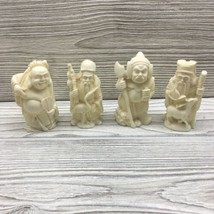 4 pc Lot Chinese Budda and Wisemen Hand Carved Resin Figurines Good Luck... - £16.55 GBP