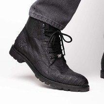 LEONI Genuine Caiman Belly Boot Oil Black image 8
