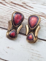 Chico's Clip On Earrings - Red - Tarnish & Surface Marks - £5.57 GBP