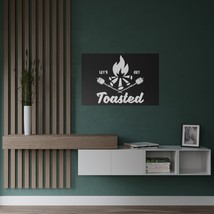 Satin Poster: &quot;Let&#39;s Get Toasted&quot; | Black and White Camping Marshmallow Roast De - £18.11 GBP+
