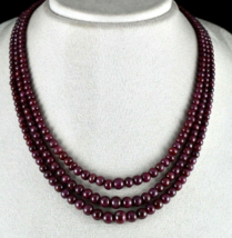 Natural Red Ruby Beads Round 3 Line 414 Cts Precious Gemstone Fashion Necklace - £721.41 GBP