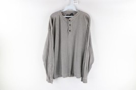 Vtg Levis Mens Medium Distressed Spell Out Ribbed Knit Long Sleeve Henley Shirt - £30.82 GBP