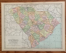 1910 Antique SOUTH CAROLINA Map Vintage State Map Gallery Wall Art - $10.86 CAD