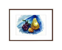 Original Watercolor Still life with fruits 30.5x21.5 cm Home Decor Botan... - £97.52 GBP