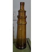 Amber Glass Lighthouse Wine Bottle Cape Cod Beach Decor Bar Vase 13&quot; - €9,55 EUR