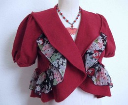 Anthropologie Knitted Knotted Shrug Cardigan Sweater XS Angora Wool Silk Ruffle - £17.68 GBP