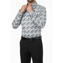 Men Shirt J.Valintin Turkey Usa 100% Egyptian Cotton High Neck A113-11 Blue image 9