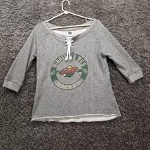 Minnesota Wild Hockey Sweater Women Medium Gray Lace Front NHL Pullover ... - $12.83