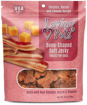 Loving Pets USA-Made Bone-Shaped Soft Jerky Treats with Real Chicken, Bacon &amp; Ch - £4.67 GBP