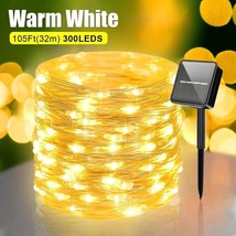 Solar Led String Lights,8 Lighting Modes,Waterproof (300LEDS 105Ft) WARM WHITE - £11.07 GBP