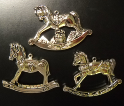 Gorham Christmas Ornament Rocking Horse Ornaments Box Set of Three Silve... - $7.99