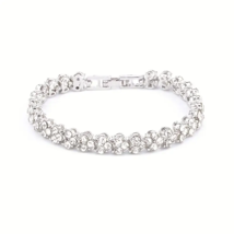Silvery Hearts Clear Rhinestones Bracelet - New - £13.58 GBP