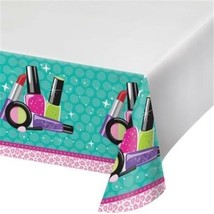 Sparkle Spa Plastic Banquet Tablecloth 54&quot; x 102&quot; Girls Sleepover Birthday Party - £15.17 GBP
