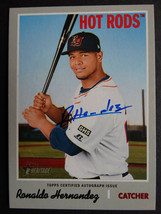 2019 Topps Heritage Minor League Ronaldo Hernandez Hot Rods Real One Auto Card - £15.63 GBP